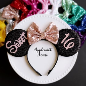 Birthday ears, Birthday Mickey Ears, Sweet 16 Mouse Ears, Mickey Ears, Birthday Minnie ears, Custom Mickey ears, Minnie Ears, Ears Headband