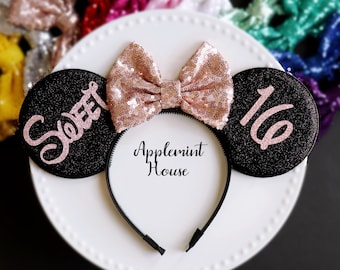 Birthday ears, Birthday Mickey Ears, Sweet 16 Mouse Ears, Mickey Ears, Birthday Minnie ears, Custom Mickey ears, Minnie Ears, Ears Headband