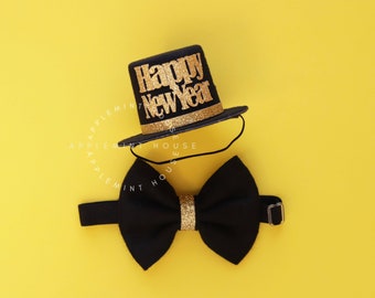 New Years Eve Hat, 2024 New Year hat,  New born photo prop, Mini top hat, Happy New Years, New years black Top hat, 2024 Top Hat for Baby