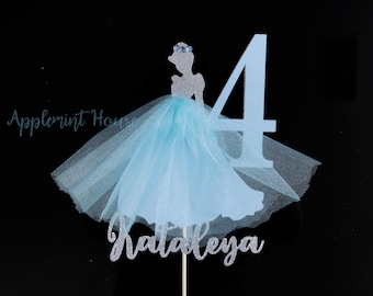 Cinderell birthday cake topper, Princess Cinderell cake topper, Personalized cake topper, Cinderell centerpiece, Birthday Decor