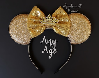 Belle Ears, Belle Minnie ears, Belle gold Mickey Ears, Princess Belle Gold Ears, Disney Belle ears,Princess Ears, Beauty and the Beast