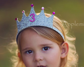 Birthday Custom Crown, Personalized Birthday crown  headband , Glitter Birthday Party crown headband, Birthday Party crown gifts for girls