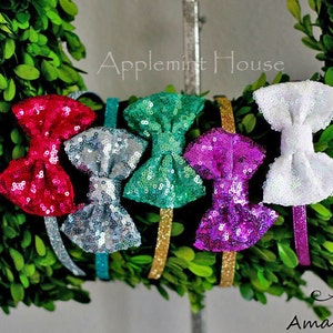 sequin bow headband, Glitter bow headband, Large bow headband, Sequin bow kids headband, Girl Bow headbands, Daily headband