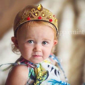 Belle Crown , Belle Headband, Bell Tiara, Birthday Crown, Princess Crown, Gold glitter Crown for Kids and Adults, Kid headband