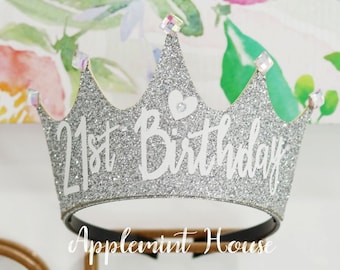 birthday crown, Personalized Crown, 21st birthday crown, women Silver birthday Crown, Adult birthday crown, 20th, 30th, 40th, 50th, 60th