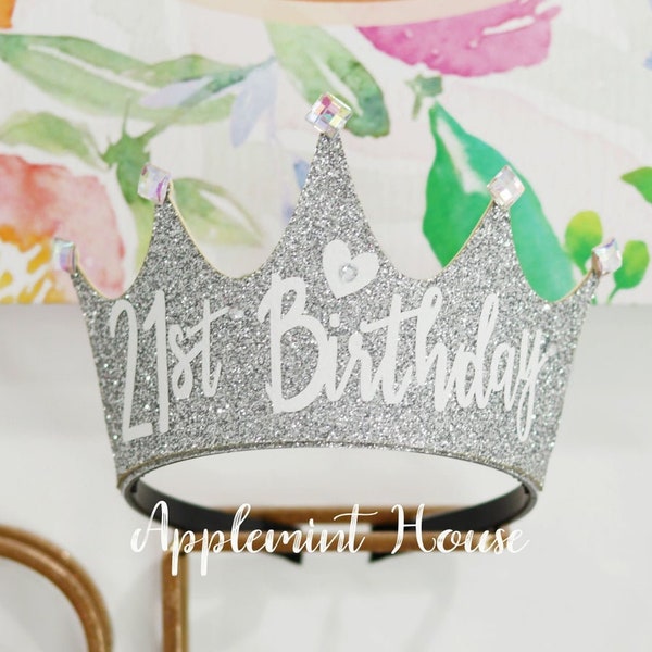 birthday crown, Personalized Crown, 21st birthday crown, women Silver birthday Crown, Adult birthday crown, 20th, 30th, 40th, 50th, 60th