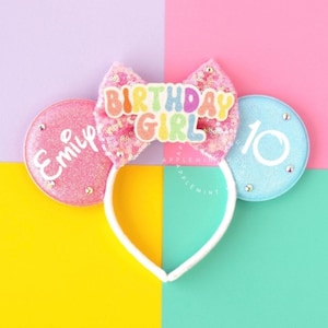 Birthday Girl ears, Birthday Mickey Ears, Minnie Ears, Mickey ears, Birthday ears, Birthday Minnie ears, Custom Mouse Ears Headband