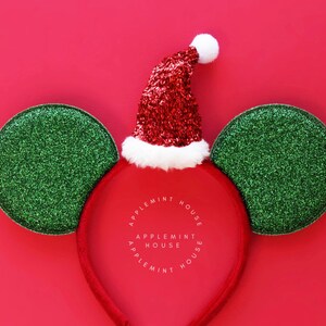 Christmas Mickey ears, Boy Christmas Santa hat ears, Boy Christmas Mickey ears, Disney ears, Minnie ears, Santa Claus hat ears for boy, Men