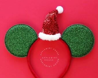 Christmas Mickey ears, Boy Christmas Santa hat ears, Boy Christmas Mickey ears, Disney ears, Minnie ears, Santa Claus hat ears for boy, Men