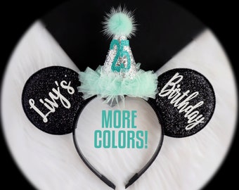 Birthday Ears, Birthday Mickey ears, Birthday Hat Minnie Ears, Custom Mickey ears,Mickey ears, Minnie ears, Mouse ears headband