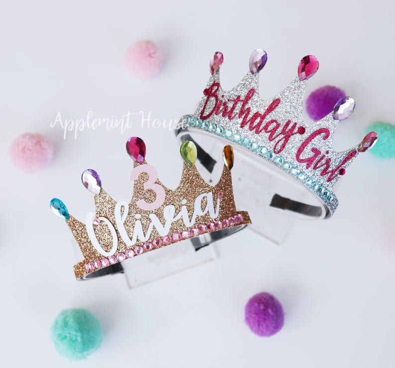 Birthday Crown, Birthday Girl Crown, Custom Crown Headband, Personalized Crown, Birthday Crown for Kids, Princess Crown, Glitter Crown image 2