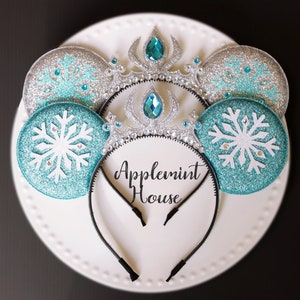 Ice Queen Minnie Ears, Mickey ears,  Minnie ears,Mickey ears, Princess ears, crown birthday ears, Mouse ears