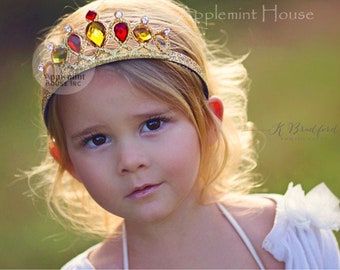 Belle Crown , Belle Headband, Bell Tiara, Birthday Crown, Princess Crown, Gold glitter Crown for Kids and Adults, Kid headband