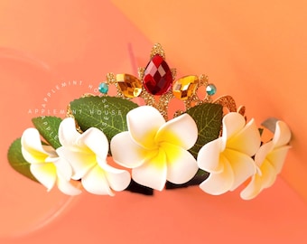 Hawaiian Flower Crow Birthday crown, Flower crown headband for kids and adults, hawaiian flower crown, princess crown, Tropical Floral crown