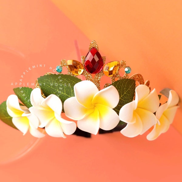 Couronne d'anniversaire de corbeau de fleurs hawaïennes, serre-tête couronne de fleurs pour enfants et adultes, couronne de fleurs hawaïennes, couronne de princesse, couronne florale tropicale