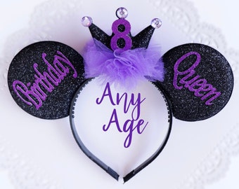 Birthday crown ears, Mickey ears, Custom Minnie ears, Mouse Ears, Birthday Minnie ears, Birthday Ears, Minnie Ears, Mouse Ears Headband