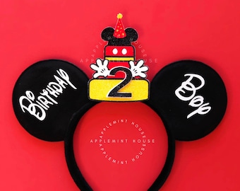 Birthday Mickey Cake ears, Mickey ears, Birthday ears for boy,  Birthday Mickey ears, Custom birthday ears, Mickey ears for toddlers kids