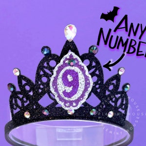 Birthday crown with Age, Birthday Black crown, glitter crown, birthday headband with age, Halloween costume headband, tiara for Adults kids