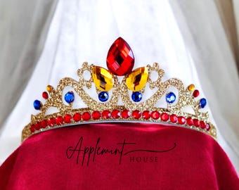 Snow Queen White Crown, Snow Queen Crown, Princess Gold Crown, Birthday Crown, Princess Headband, Kid and Crown Headband, Costume Crown