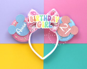 Birthday Girl ears, Birthday Mickey Ears, Minnie Ears, Mickey ears, Birthday ears, Birthday Minnie ears, Custom Mouse Ears Headband