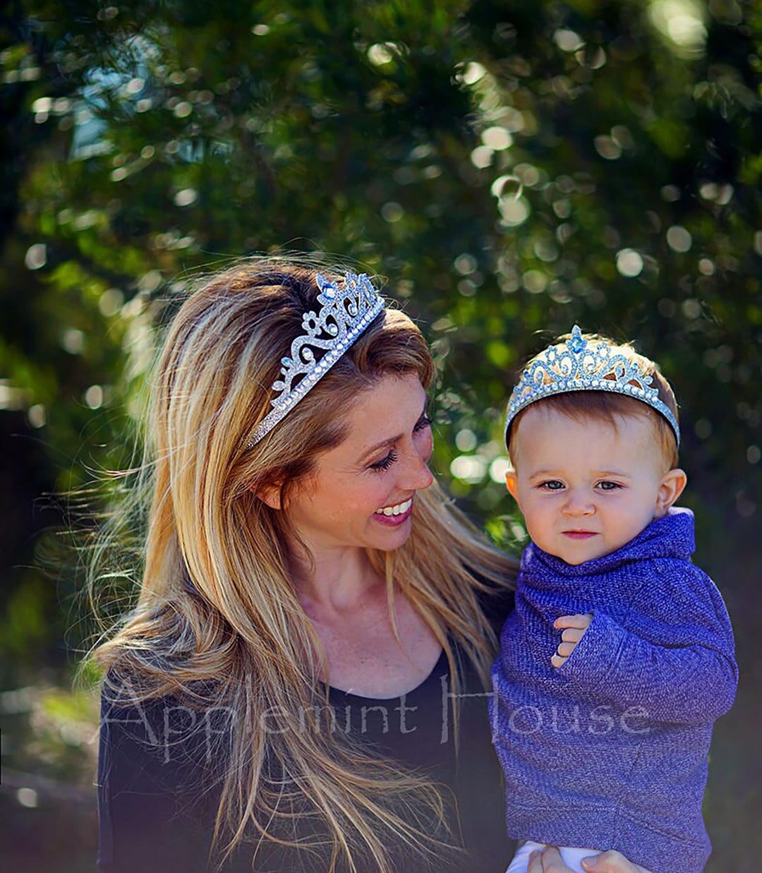 Diadema de Cenicienta con corona plateada, tiara de cumpleaños