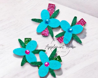 Poppy Hair clips, Troll Flower Cute Aligator Hair clips for Toddler, Kids and Girls, Poppy Birthday Hair Accessories