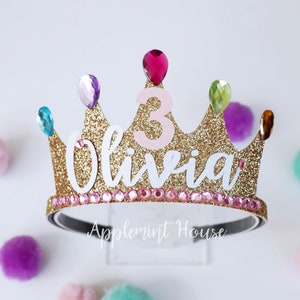Birthday Crown, Birthday Girl Crown, Custom Crown Headband, Personalized Crown, Birthday Crown for Kids, Princess Crown, Glitter Crown image 1