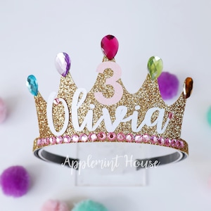 Birthday Crown, Birthday Girl Crown, Custom Crown Headband, Personalized Crown, Birthday Crown for Kids, Princess Crown, Glitter Crown image 1