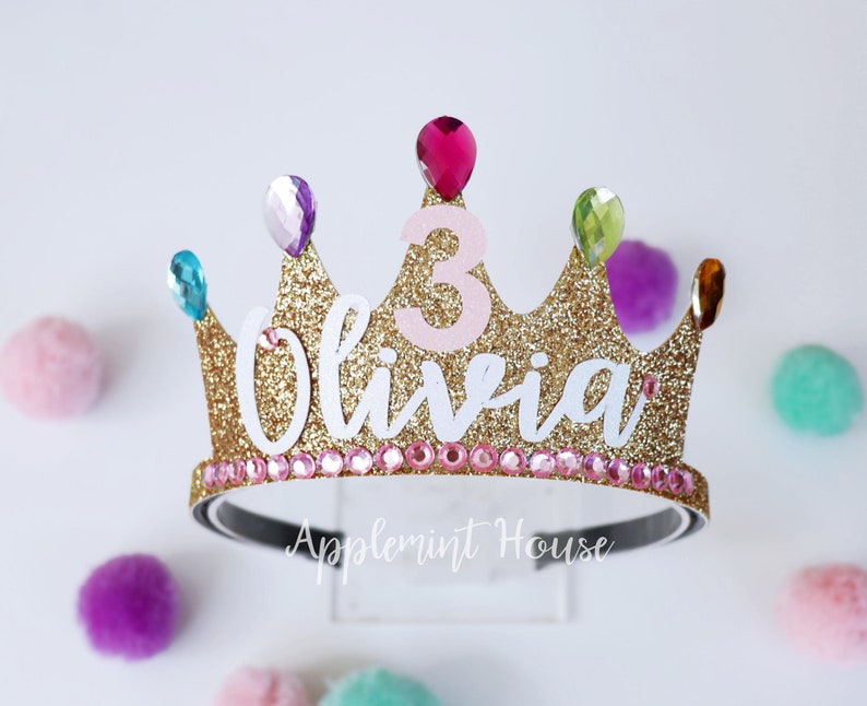 Birthday Crown, Birthday Girl Crown, Custom Crown Headband, Personalized Crown, Birthday Crown for Kids, Princess Crown, Glitter Crown image 1