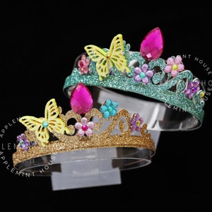 Encanto Style Flower Crown, Birthday Crown, Princess Dress Up Tiara, Mirabel Costume Dress Up Headband for Girls, Toddlers & Adults