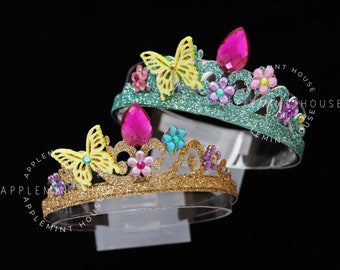 Princess crown, Birthday crown, Mirabel inspired headband, flowers, butterfly, garden, gold, lavender crown headband, Tiara for kids, adults
