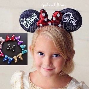 Birthday Girl ears, Birthday Mickey Ears,Birthday Minnie Ears, Mickey ears, Red White Polka dots Mouse ears, Birthday ears,  Minnie ears