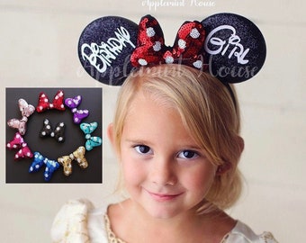 Birthday Girl ears, Birthday Mickey Ears,Birthday Minnie Ears, Mickey ears, Red White Polka dots Mouse ears, Birthday ears,  Minnie ears