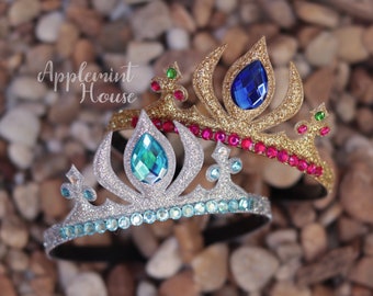 Elsa and Anna Crown, Elsa crown, Frozen Crown, Princess Crown, Birthday Crown, Princess Costume Crown, Glitter Gold and Glitter Silver Crown