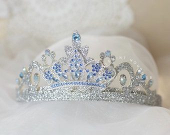 Cinderell Crown Headband, Silver Glitter Princess Crown, Birthday crown, Silver Costume Tiara  for Babies, Kids, Adults, Girls