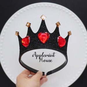 Queen Of Hearts Crown, Queen Of Hearts Costume crown, Birthday Crown, Glitter Crown with Heart Headband, Queen Of Hearts Accessories