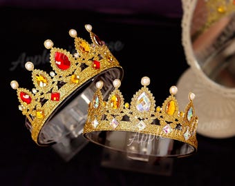 Princess Girl Crown, Belle Gold Crown Headband, Birthday Crown, Halloween Costume Dress Up Headpiece, Sparkle Crown for Kids to Adults
