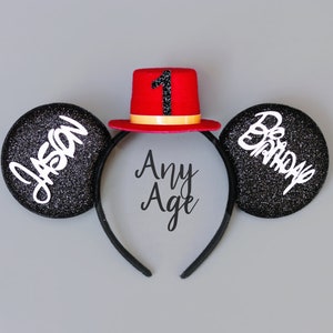 Birthday Mickey ears, Boy Mouse Ears, Birthday Ears, Top Hat Mouse ears for boys, First Birthday ears, Birthday ears, Mickey ears headband