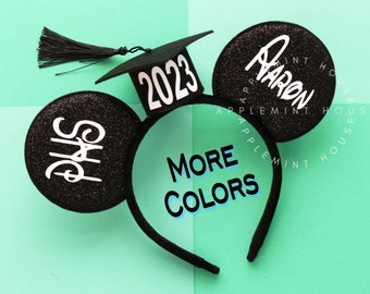 Graduation Ears, Graduation Mickey Ears, 2024 Graduation Hat Mouse Ears, Men or Boy Mickey Ears, Class of 2024 Ears, Mickey Ears