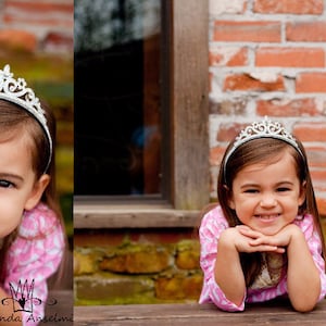 Birthday Silver Crown, Princess glitter crown, Tiara crown, Party crown for baby girl kids, Birthday Girl Crystal Stone Crown headband image 3