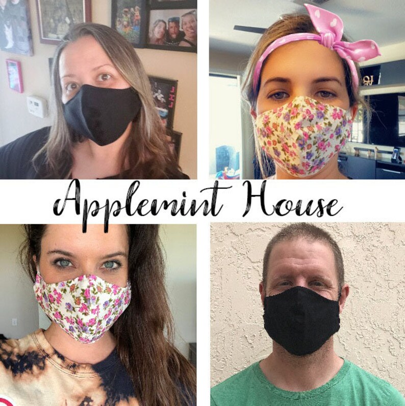 Cotton Face Mask with filter pocket Adult and kids Unisex Etsy