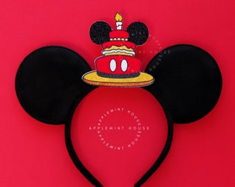 Mouse Cake Birthday Headband, Mickey ears, Birthday ears for boy,  Birthday Mickey ears, Custom birthday ears, Mickey ears for toddlers kids