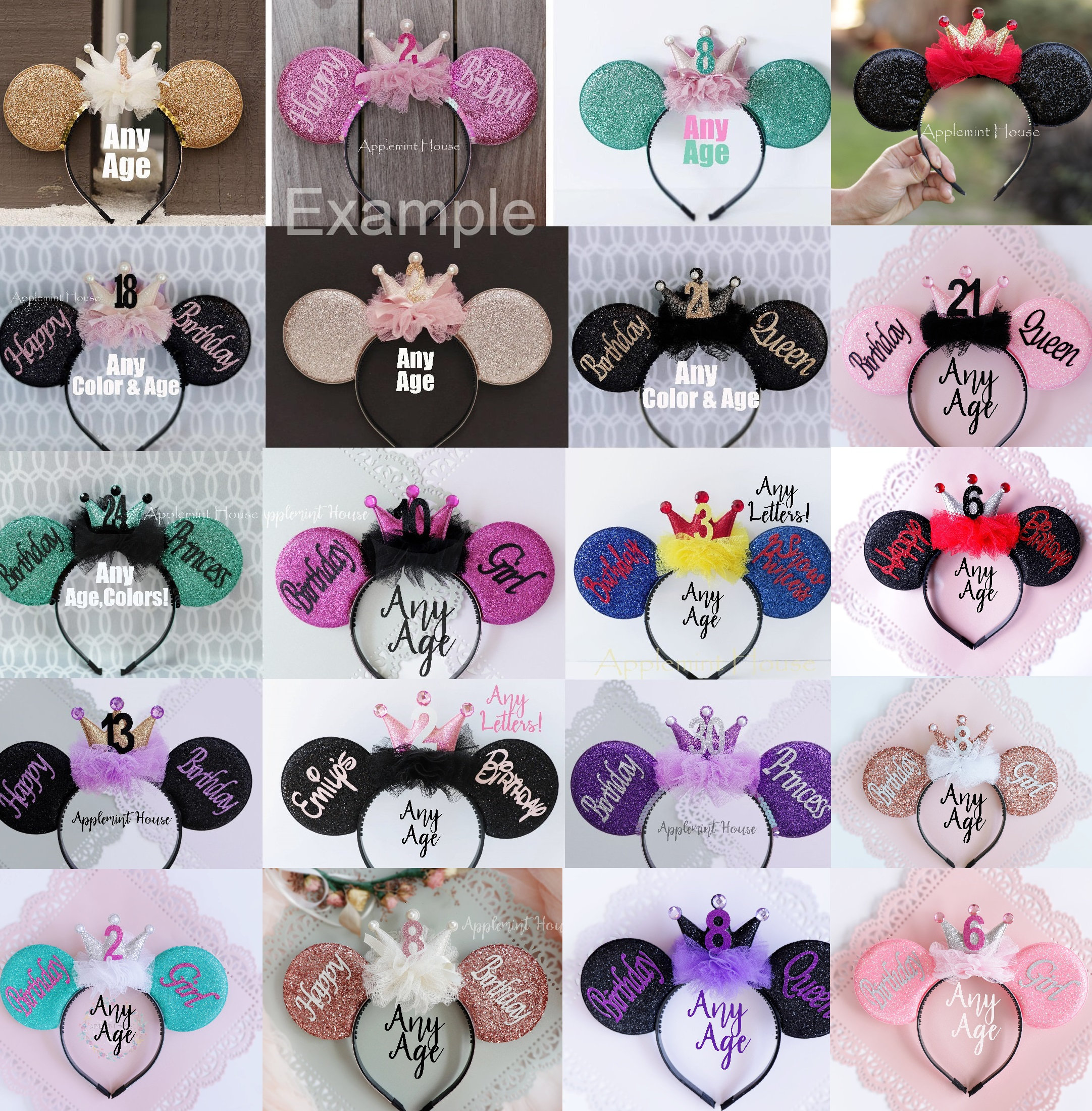 Birthday Minnie-Mickey Ears Birthday Girl Personalized