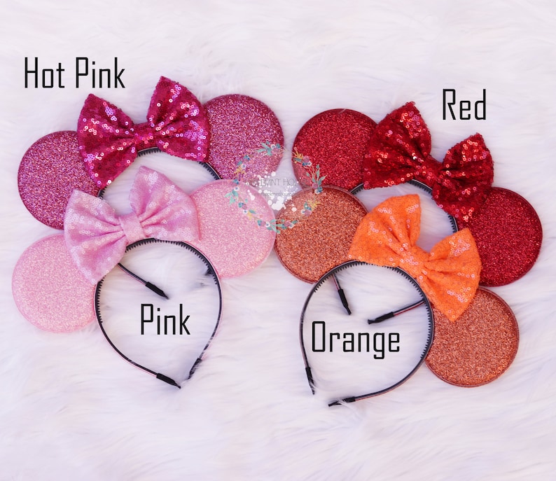 Solid Minnie Mouse Ears Headband Minnie Ears Glitter Disney - Etsy