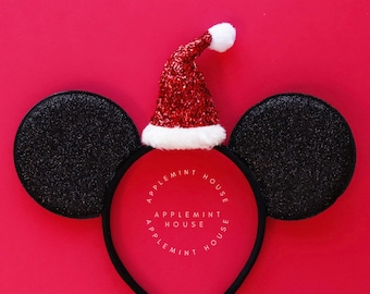 Christmas Mickey ears, Boy Santa hat Christmas ears, Christmas Mickey ears, Disney ears, Minnie ears, Santa Claus mouse ears for boy, Men