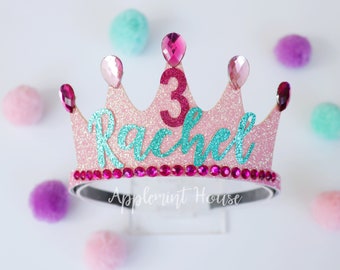 Birthday Custom Crown, Personalized Birthday crown  headband , Glitter Birthday Party crown headband, Birthday Party crown gifts for girls