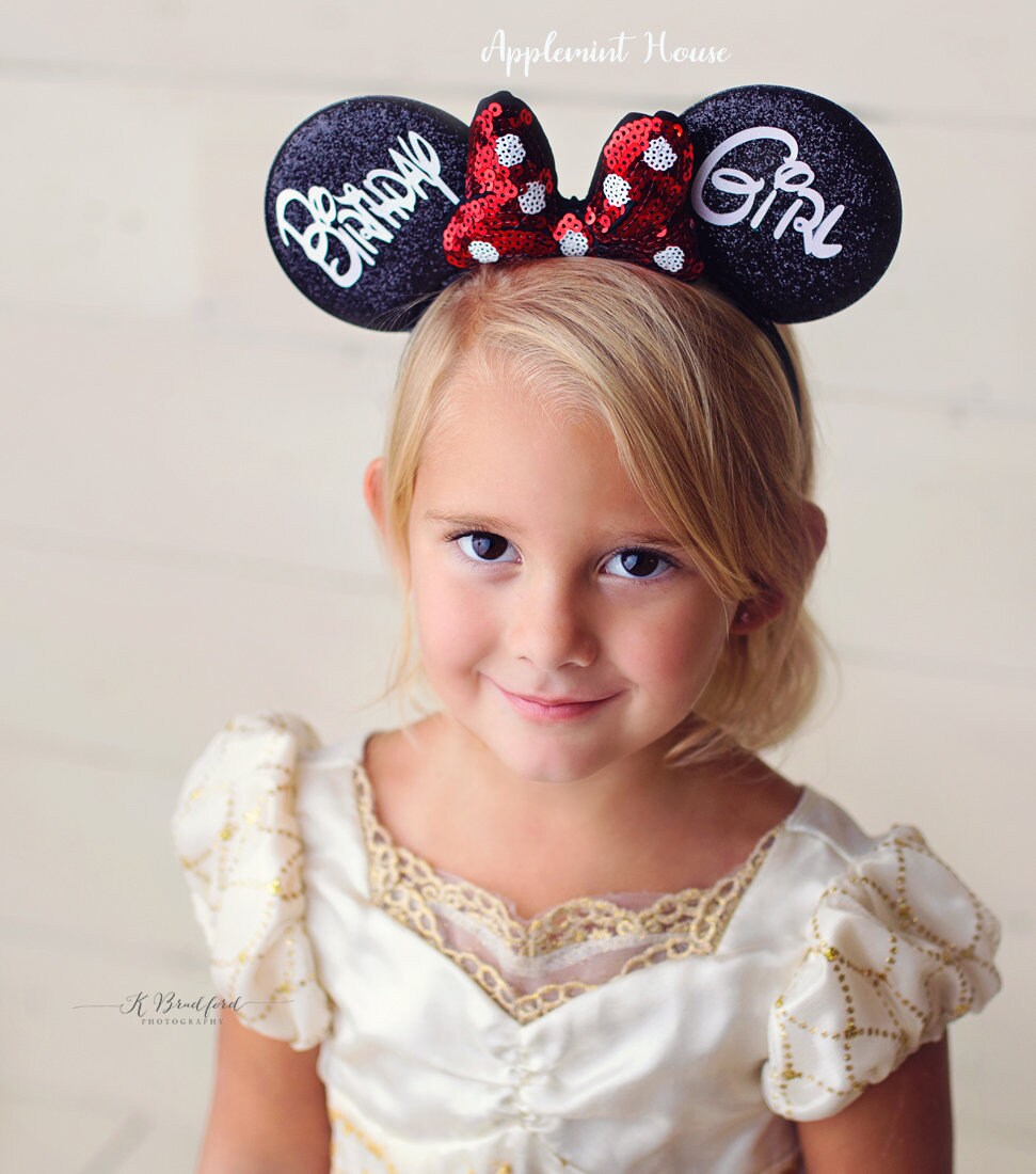 Cerchietto Con Orecchie Di Minnie RAZKO Paillettes E Fiocco | Scegli Tra 16 Colori | Accessorio Per Capelli Per Disney, Feste, Cosplay, Halloween