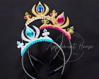 Ice Princess Crown Headband for Girls and Adults, Sparkle Tiara for Birthday Party, Halloween Costume, Dress Up and Magical Cosplay Look