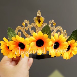 birthday crown, Sunflower crown, flower headband, sunflower birthday party crown, sunflower first birthday, girl birthday crown, women crown