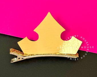 Aurora crown hair clip, Princess hair clip, Aurora Tiara hair clips, gold birthday crown, Crown hair clips for adults and kids